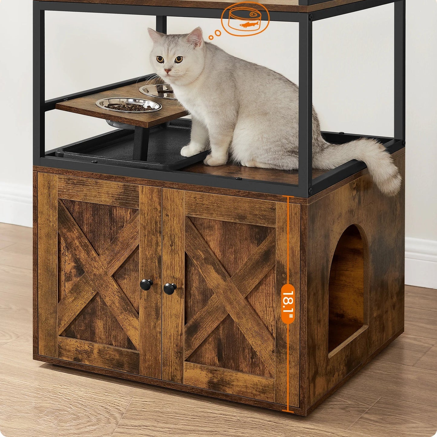 WHselect Royal Cat Mansion – Luxe 4-Lagen Kattenhuis met Krabpaal, Voerplek & Kattenbakruimte (146cm)