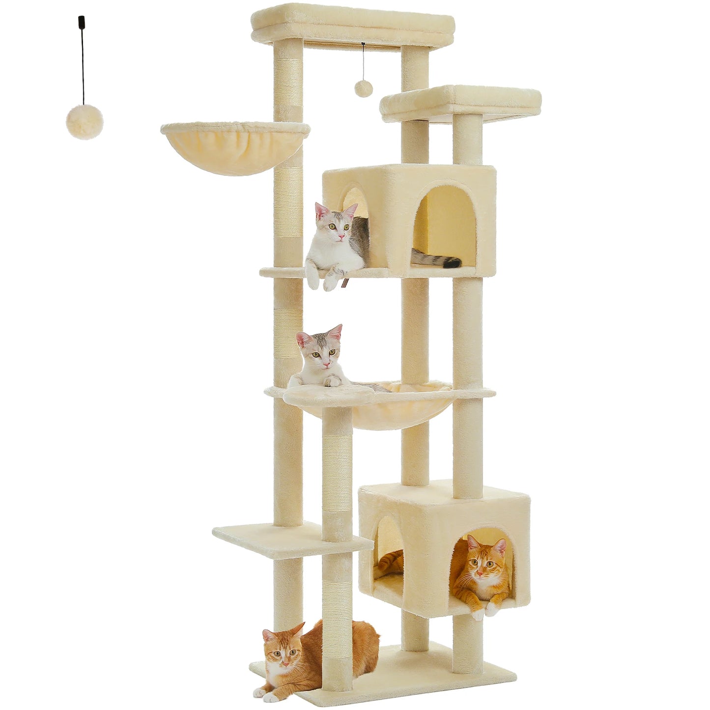 WHselect Luxe Krabpaal 175cm – Grote Kattenboom met Hangmat en Huisje