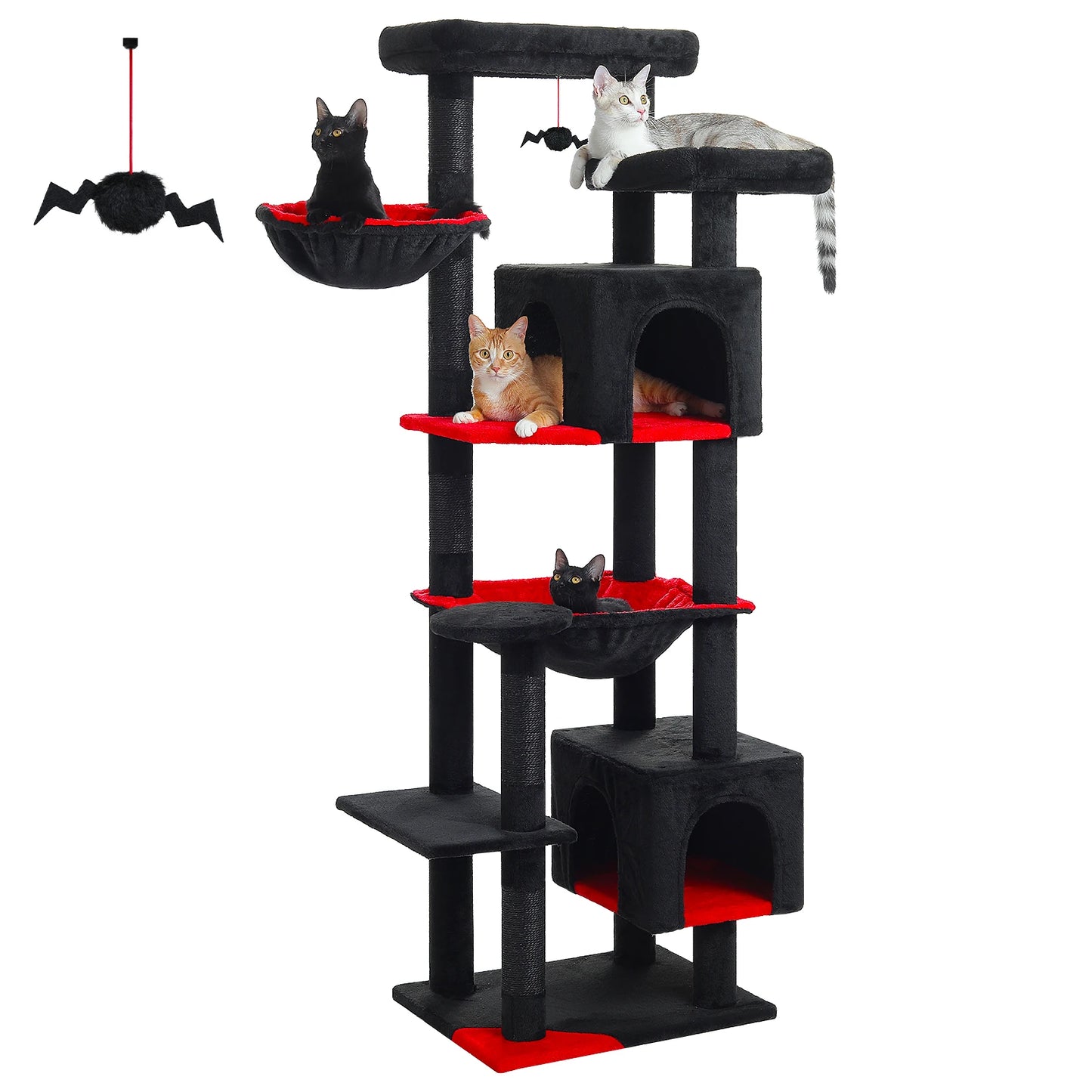 WHselect Luxe Krabpaal 175cm – Grote Kattenboom met Hangmat en Huisje