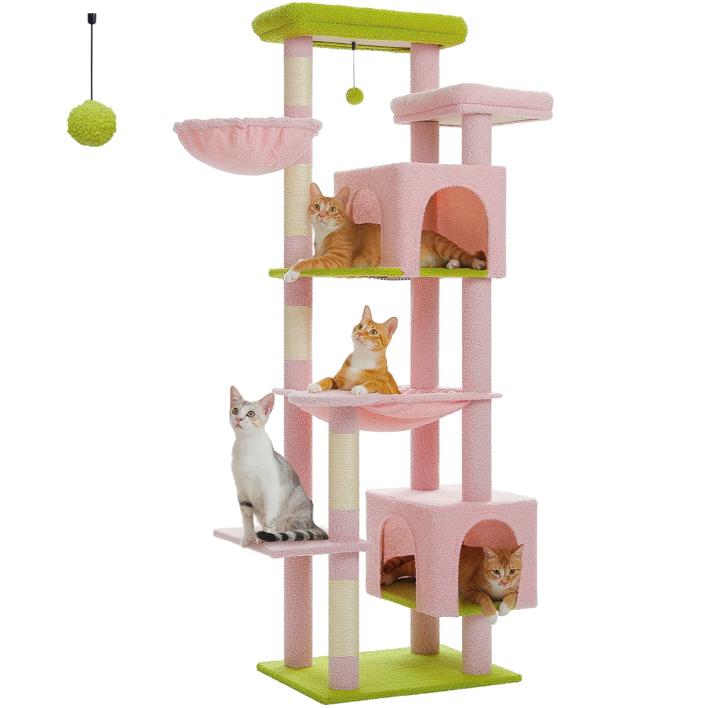 WHselect Luxe Krabpaal 175cm – Grote Kattenboom met Hangmat en Huisje