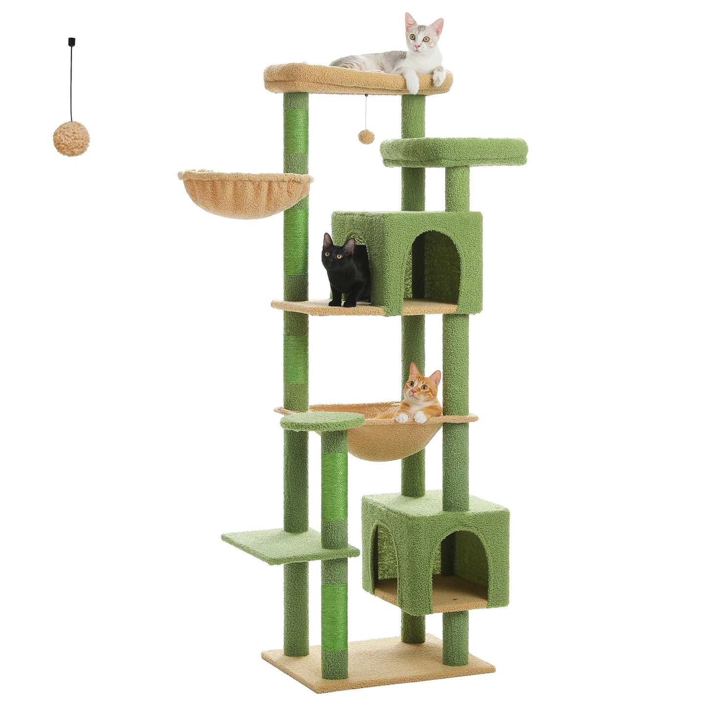 WHselect Luxe Krabpaal 175cm – Grote Kattenboom met Hangmat en Huisje