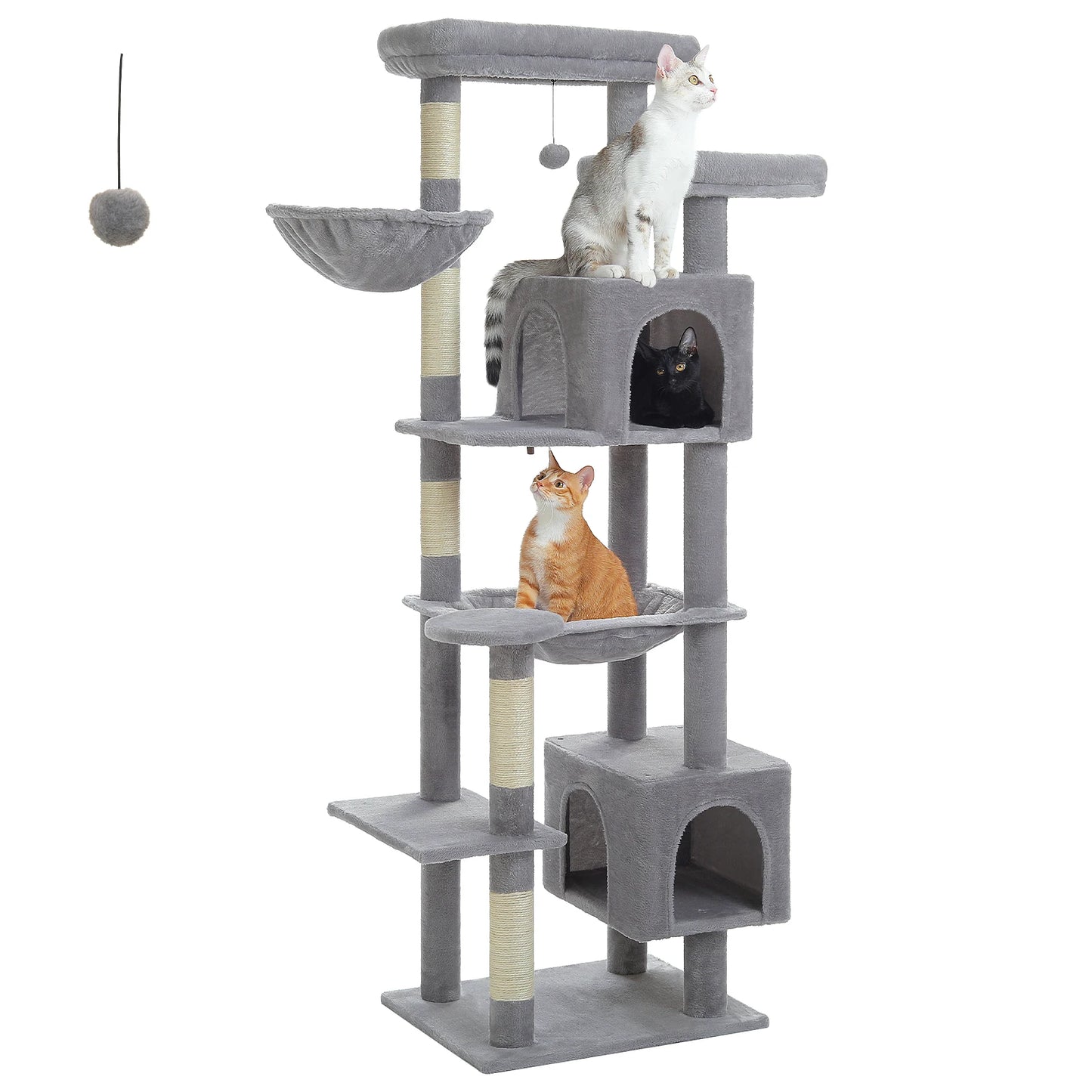 WHselect Luxe Krabpaal 175cm – Grote Kattenboom met Hangmat en Huisje