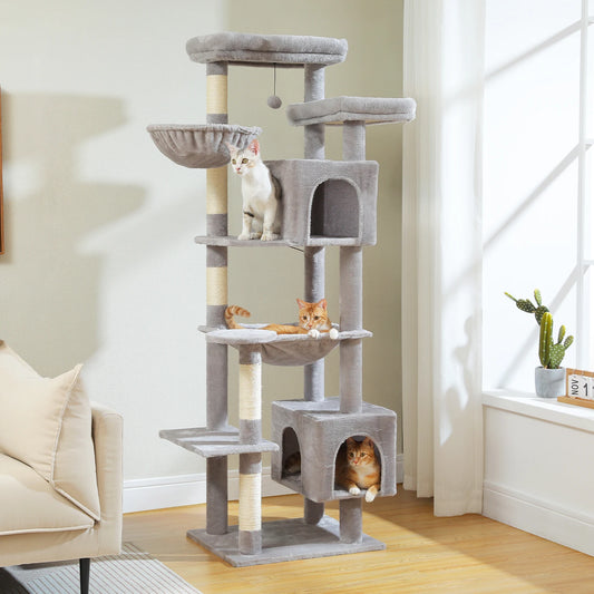 WHselect Luxe Krabpaal 175cm – Grote Kattenboom met Hangmat en Huisje